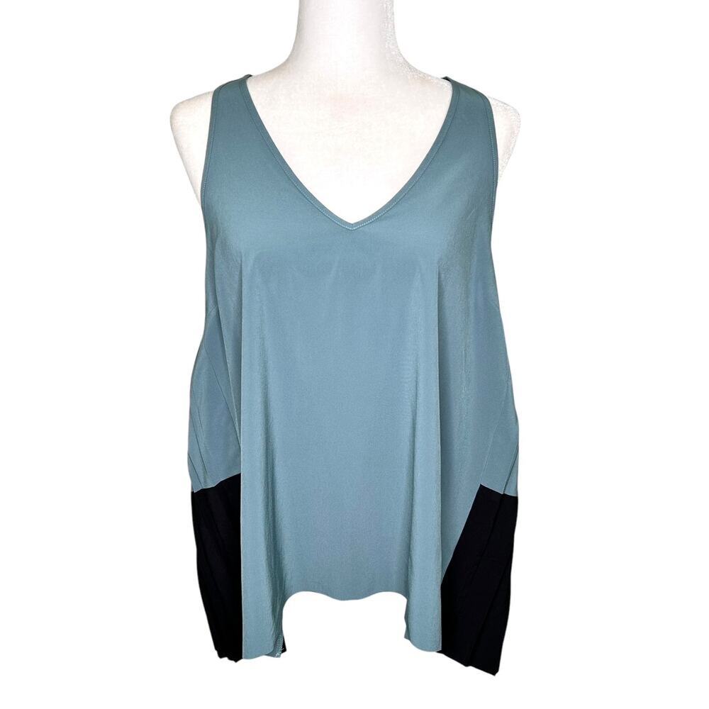ATHLETA Swing Forward Deep Ocean Teal Pleated Tank Top BlouseFlowy